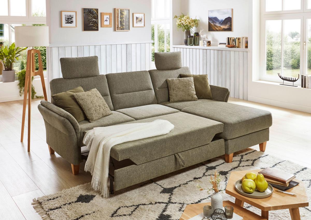 Ecksofa Westerland grün Schlaffunktion, 252x162 cm - Eichefarben/Grün, KONVENTIONELL, Textil (252/162cm) - Sit & More