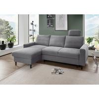 Eckschlafsofa Passione Dunkelgrau S: 147x234 cm - Dunkelgrau/Schwarz, MODERN, Textil (147/234cm) - Livetastic