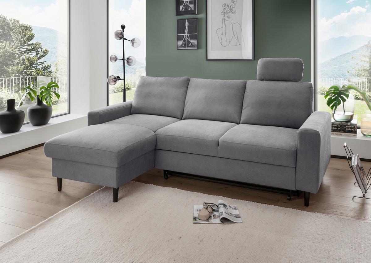 Eckschlafsofa Passione Dunkelgrau S: 147x234 cm - Dunkelgrau/Schwarz, MODERN, Textil (147/234cm) - Livetastic
