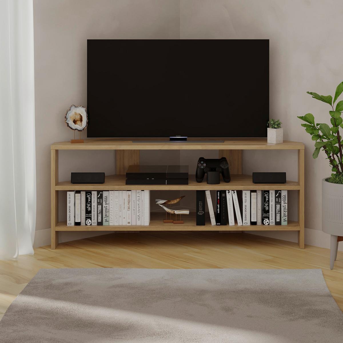 Lowboard Thales Eckfernsehtisch - Eichefarben, Design, Holzwerkstoff (114/45/36cm) - Livetastic