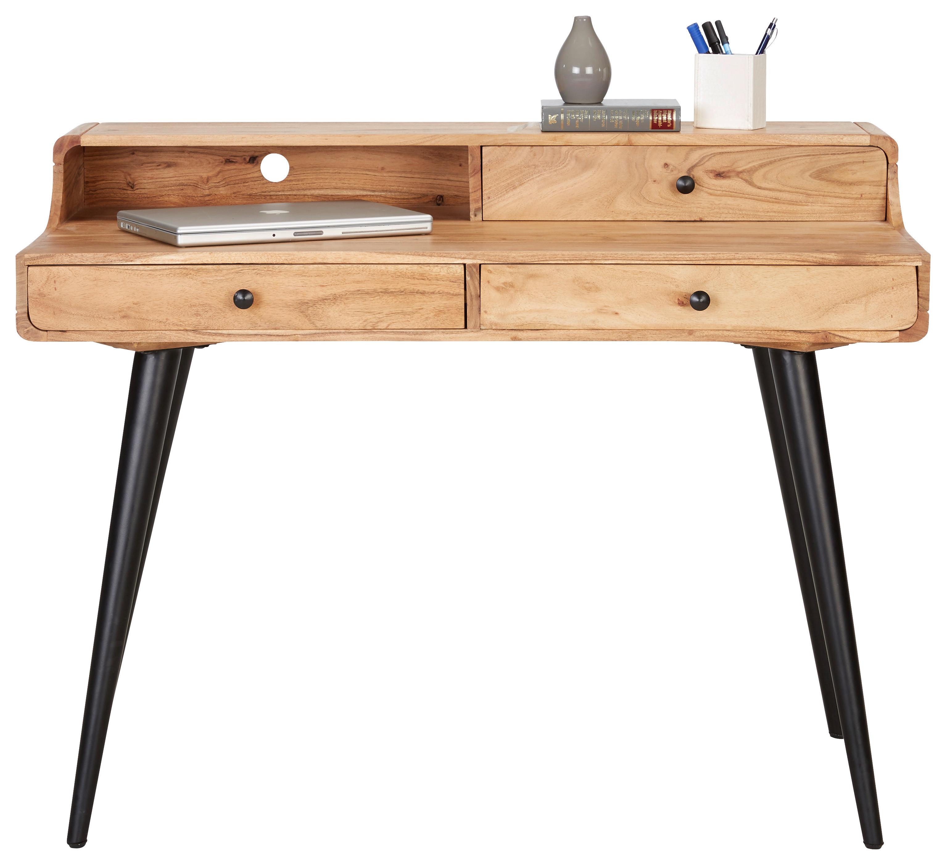 Písací stôl ALEXIA - čierna/farba akácie, Lifestyle, kov/drevo (115/60/90cm) - Mömax