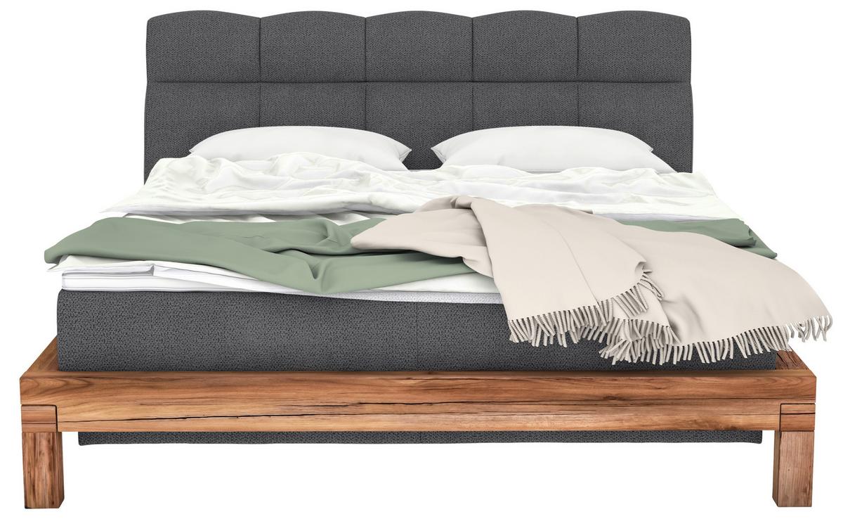 Boxspringbett Bed Bull mit Topper 180x200 cm - Anthrazit/Buchefarben, Natur, Textil (180/200cm) - Livetastic