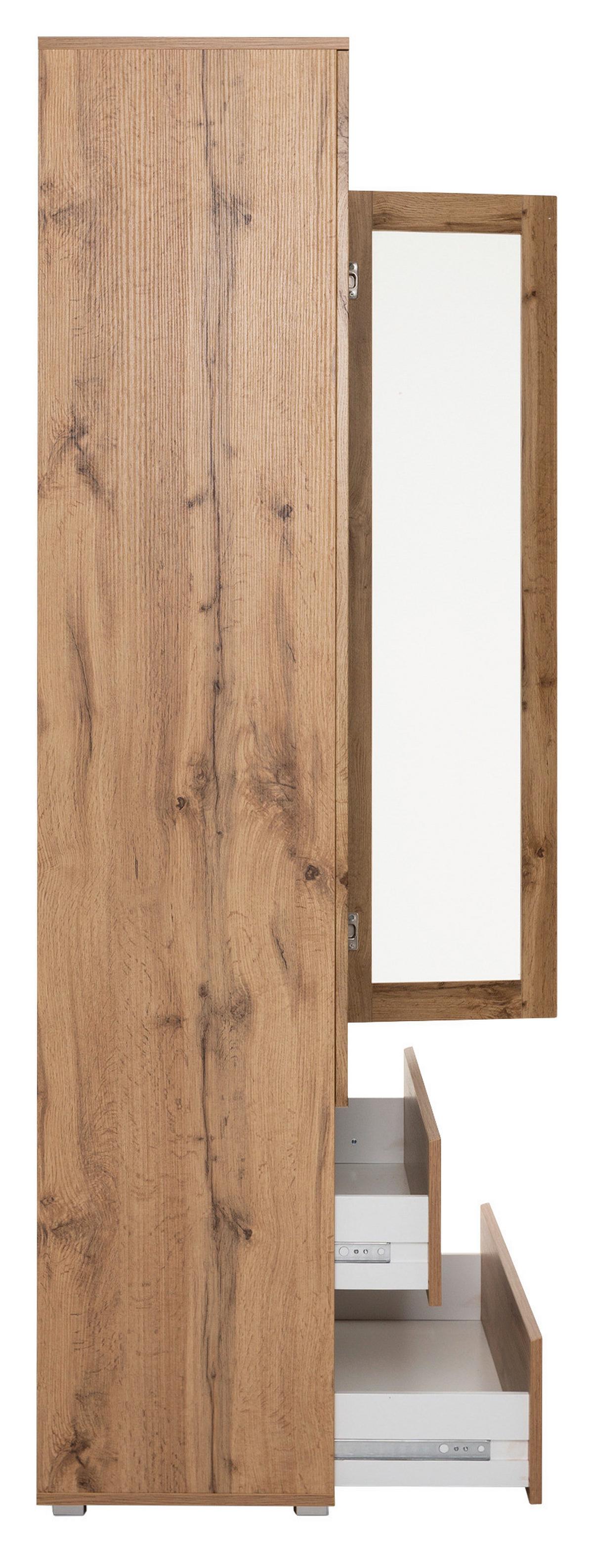 Vitrine Image 50 Eichefarben - Eichefarben/Silberfarben, KONVENTIONELL, Glas/Holzwerkstoff (80/191/40cm) - MID.YOU