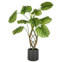 Kunstpflanze Philodendron Kunststoff, Grün, H: 120 cm - Braun/Grau, Basics, Kunststoff (120cm) - P & B
