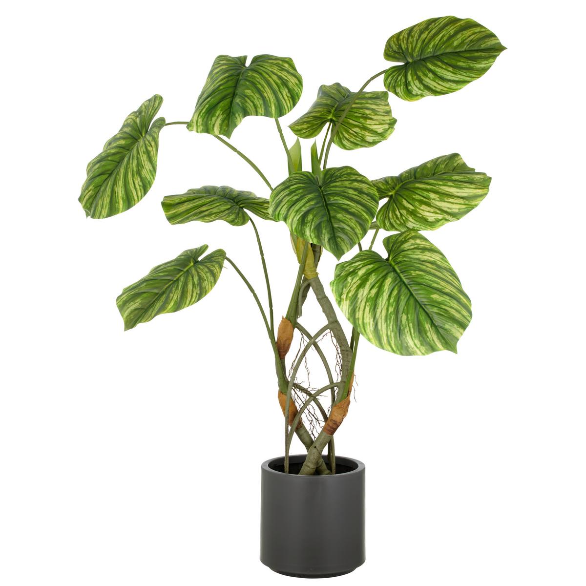 Kunstpflanze Philodendron Kunststoff, Grün, H: 120 cm - Braun/Grau, Basics, Kunststoff (120cm) - P & B