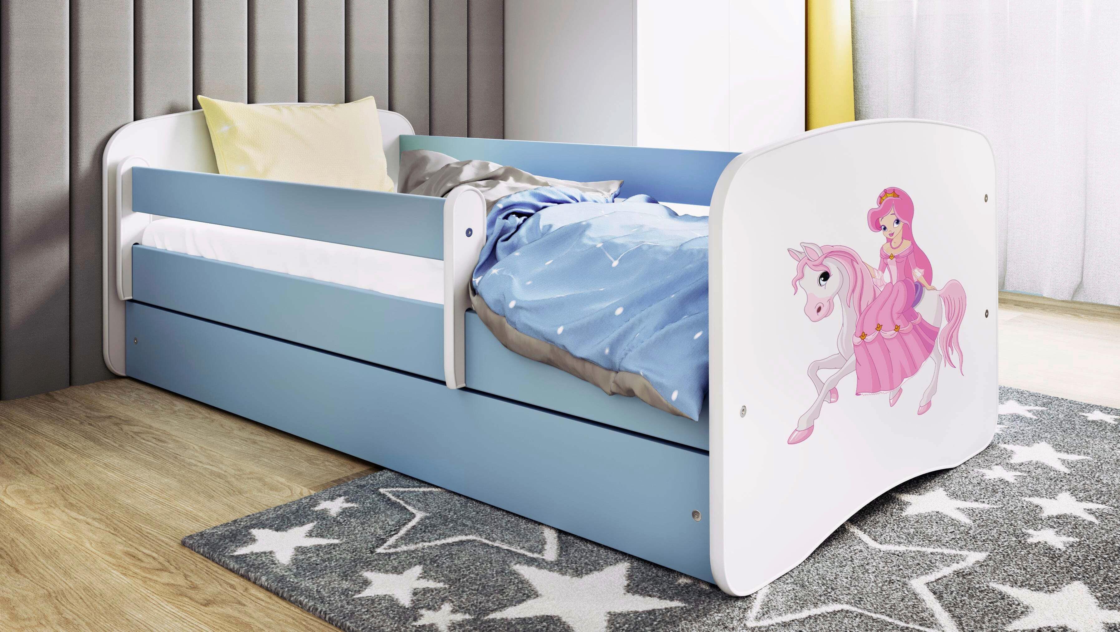 Kinder-/Juniorbett Babydreams inkl. Matratze 80x160 - Blau/Birkefarben, MODERN, Holz/Holzwerkstoff (80/160cm) - MID.YOU