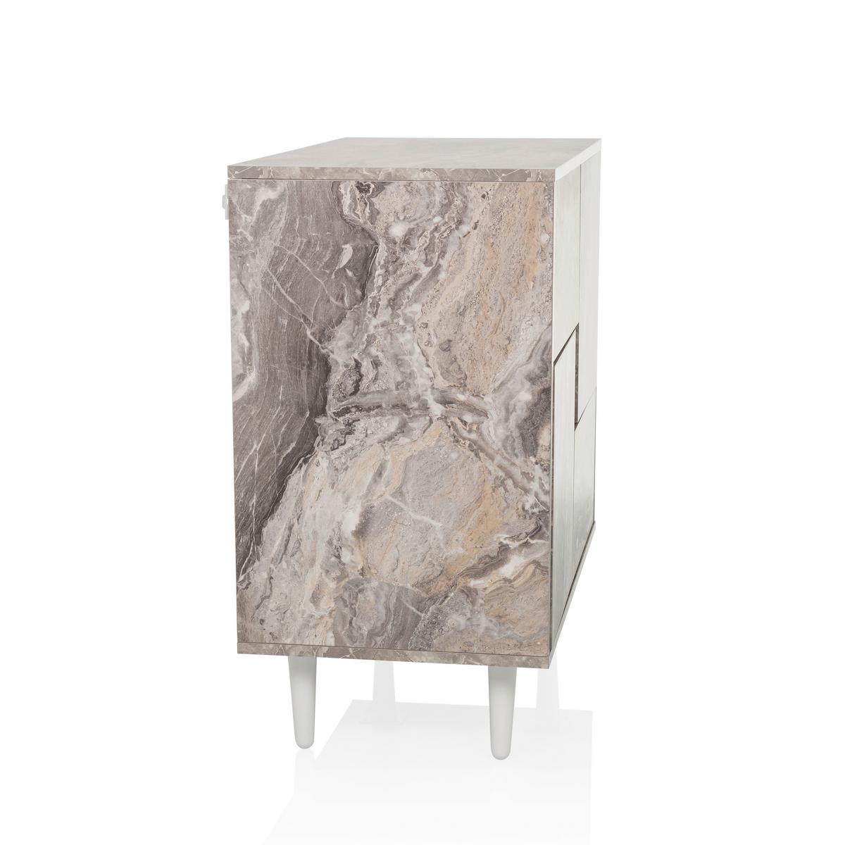 Kommode Lykkja Braun/Weiß B: 72 cm - Schwarz/Braun, MODERN, Holzwerkstoff (72/77/39,5cm) - MID.YOU