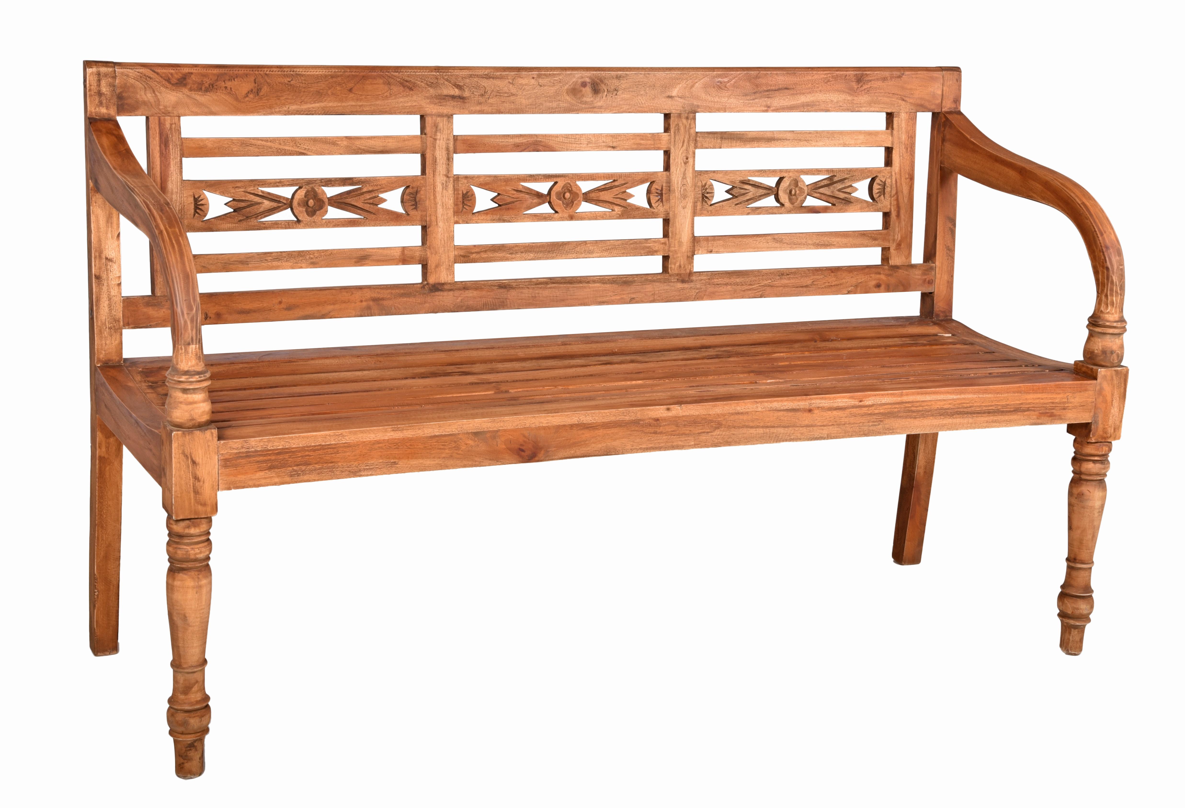 Gartenbank Echtholz 3-Sitzer Moyo - Naturfarben, Basics, Holz (150/90/52cm) - Gardenson