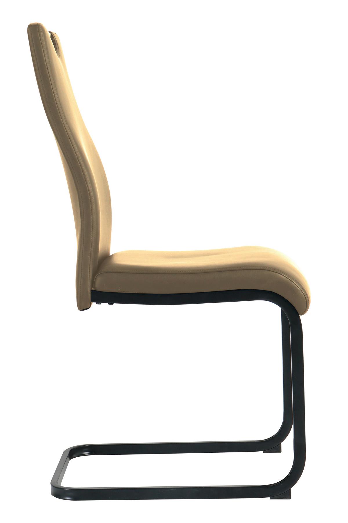 Stuhl-set Lederlook Taupe, B: 42cm - Taupe/Schwarz, Design, Kunststoff/Textil (42/98/56cm) - Livetastic