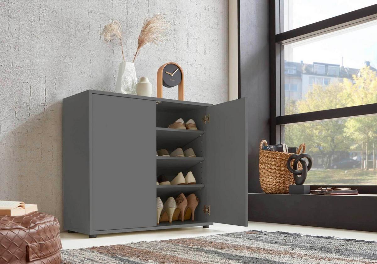 Sideboard Mailand Anthrazit B: 263,5cm - Anthrazit/Schwarz, MODERN, Holzwerkstoff (263,5/73/33cm) - MID.YOU