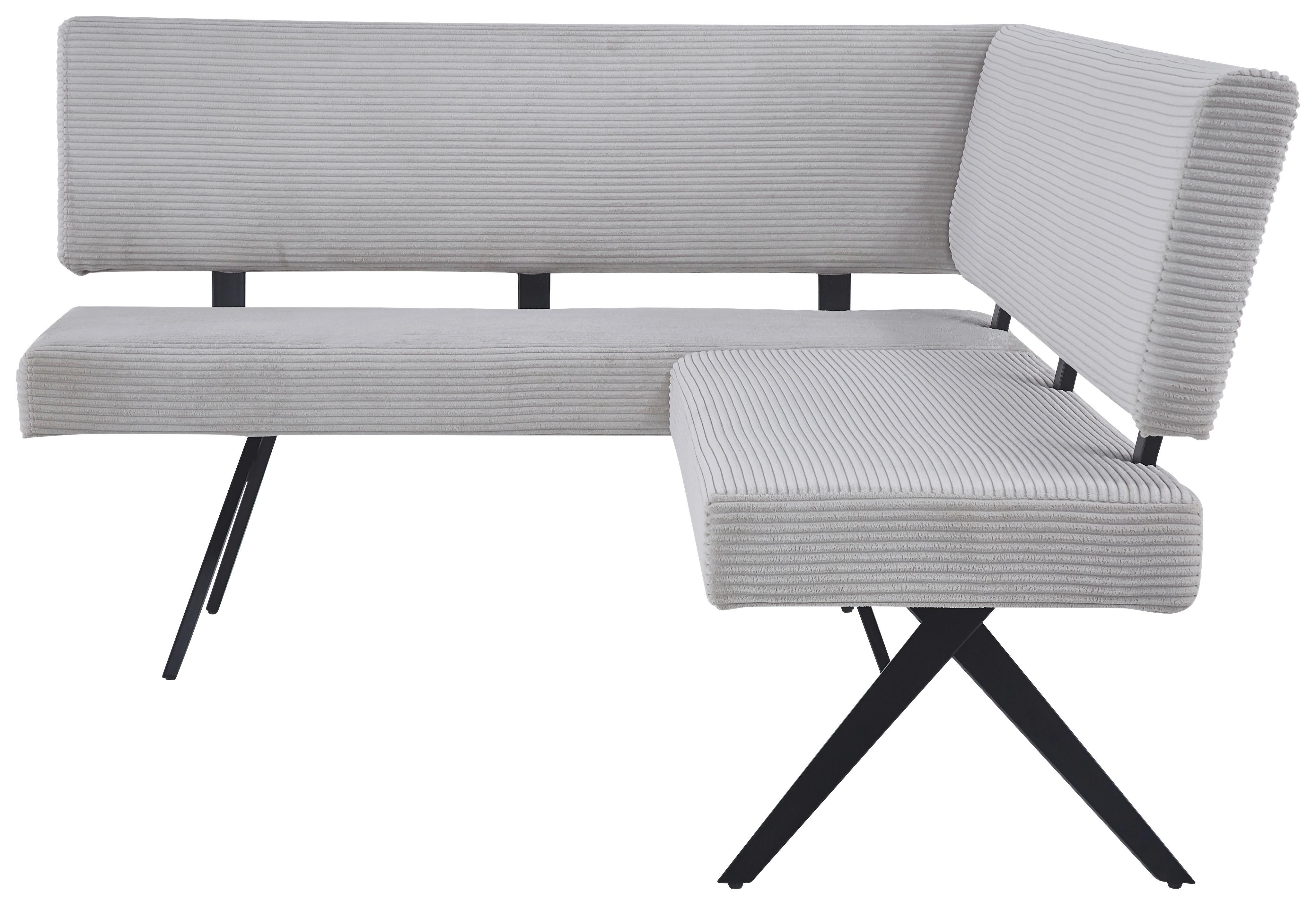 Eckbank Chios Cord Beige, S: 150x190 cm - Beige/Schwarz, KONVENTIONELL, Textil/Metall (190/150cm) - MID.YOU