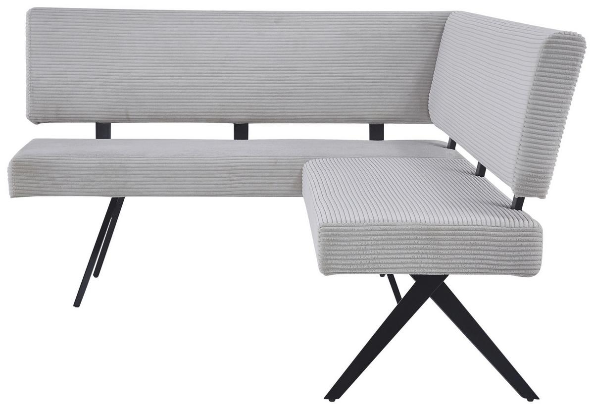 Eckbank Chios Cord Beige, S: 150x190 cm - Beige/Schwarz, KONVENTIONELL, Textil/Metall (190/150cm) - MID.YOU
