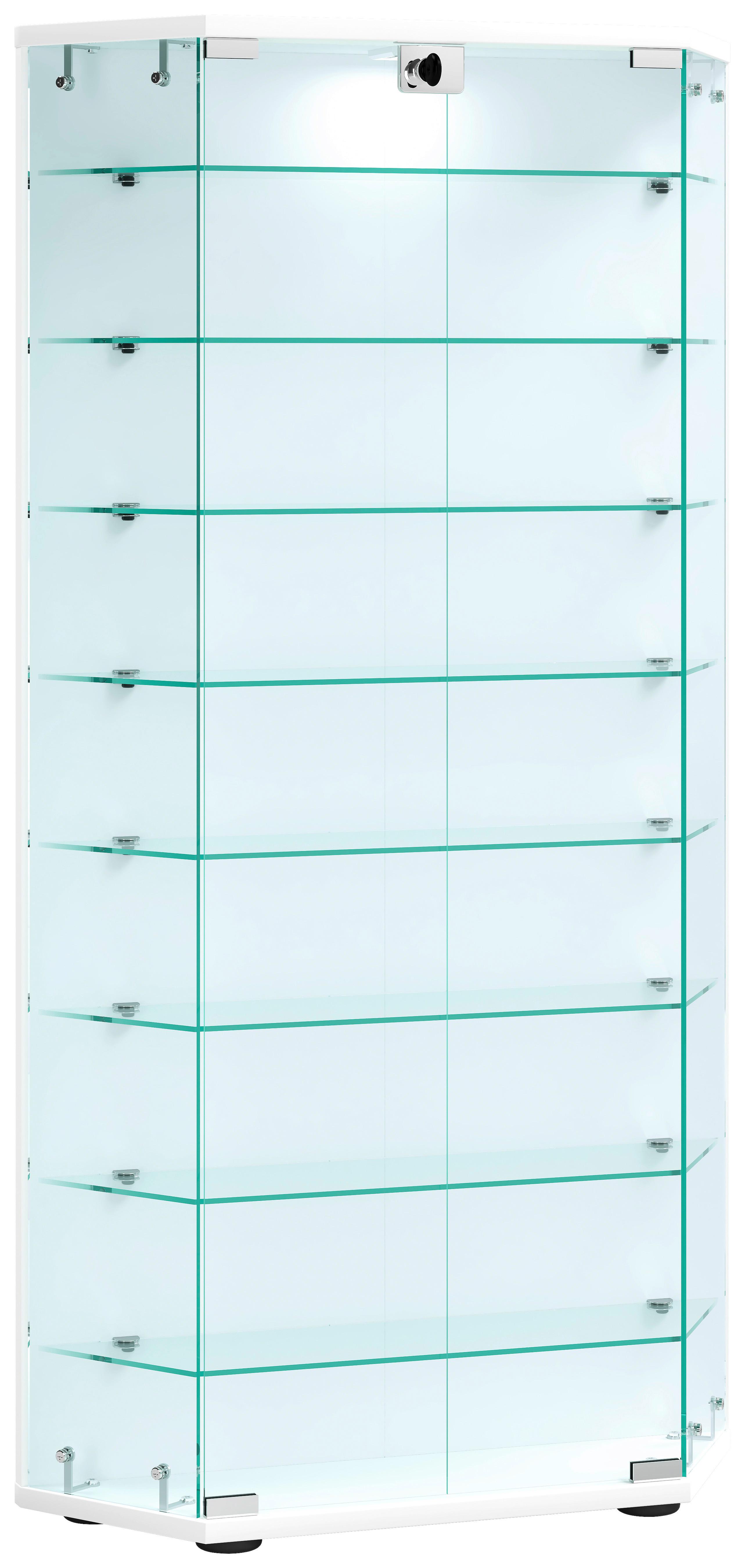 Vitrine Cenila Weiß B: 83 cm - Transparent/Schwarz, Design, Glas/Holzwerkstoff (83/114/17cm) - MID.YOU