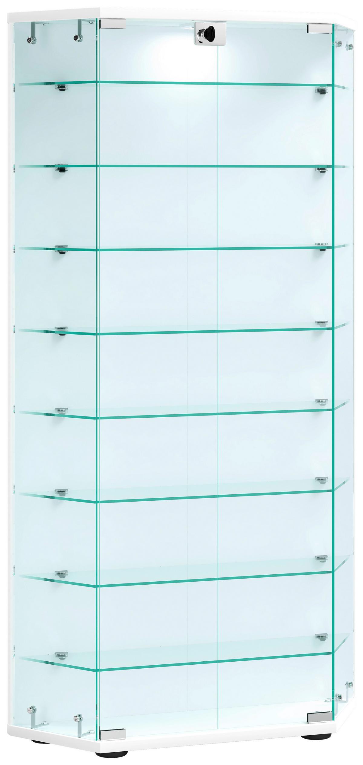 Vitrine Cenila Weiß B: 83 cm - Transparent/Schwarz, Design, Glas/Holzwerkstoff (83/114/17cm) - MID.YOU