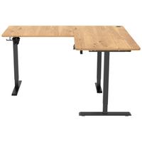 Eckschreibtisch Nimi Schwarz/Eiche L: 160cm - Plankeneiche/Schwarz, MODERN, Holzwerkstoff/Kunststoff (160/140/72-117cm) - Livetastic