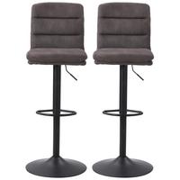 Barhocker Höhenverstellbar Pub Grau 2-Er Set - Schwarz/Grau, MODERN, Textil/Metall (42/97-118/52cm) - MID.YOU