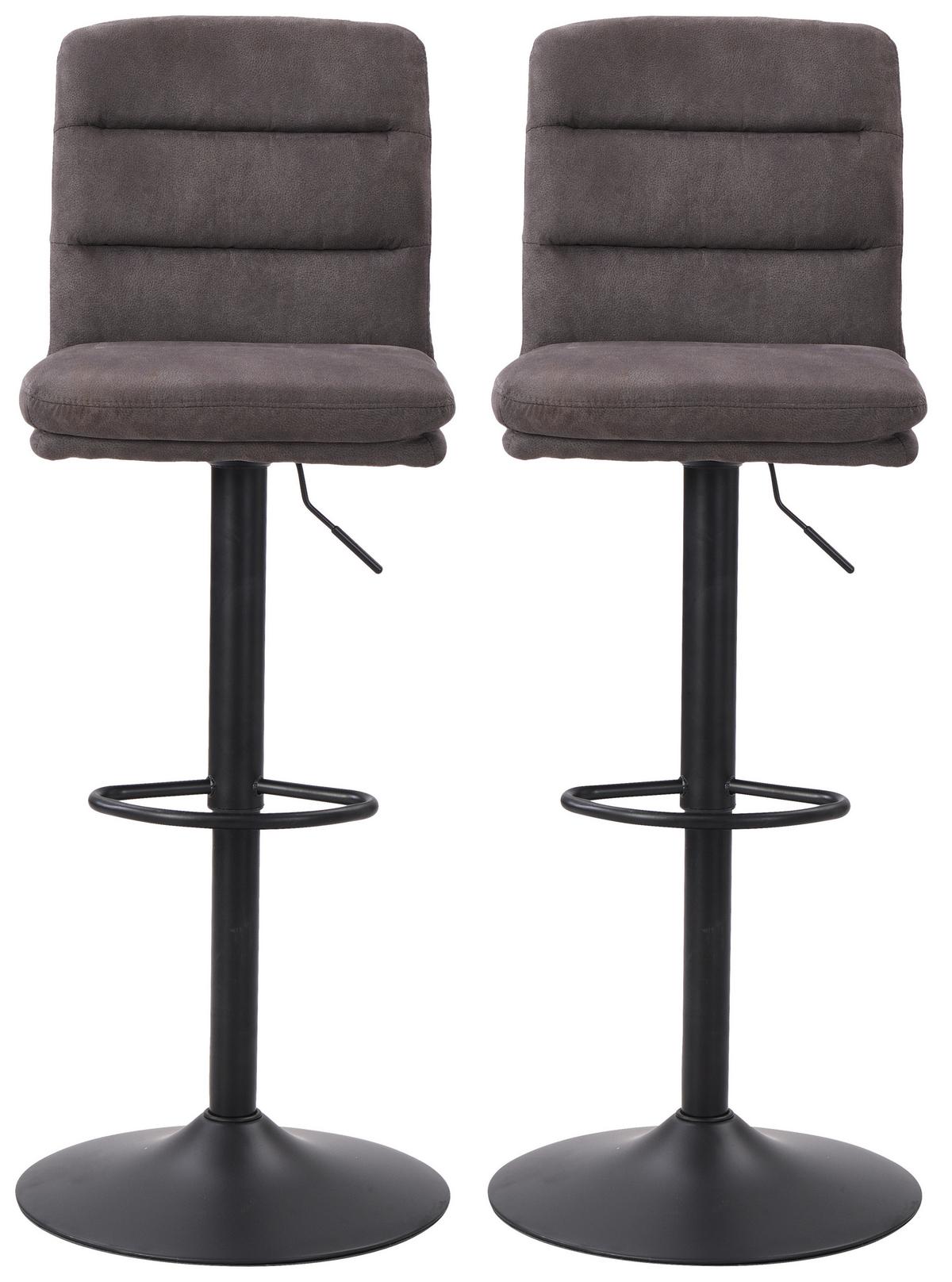 Barhocker Höhenverstellbar Pub Grau 2-Er Set - Schwarz/Grau, MODERN, Textil/Metall (42/97-118/52cm) - MID.YOU