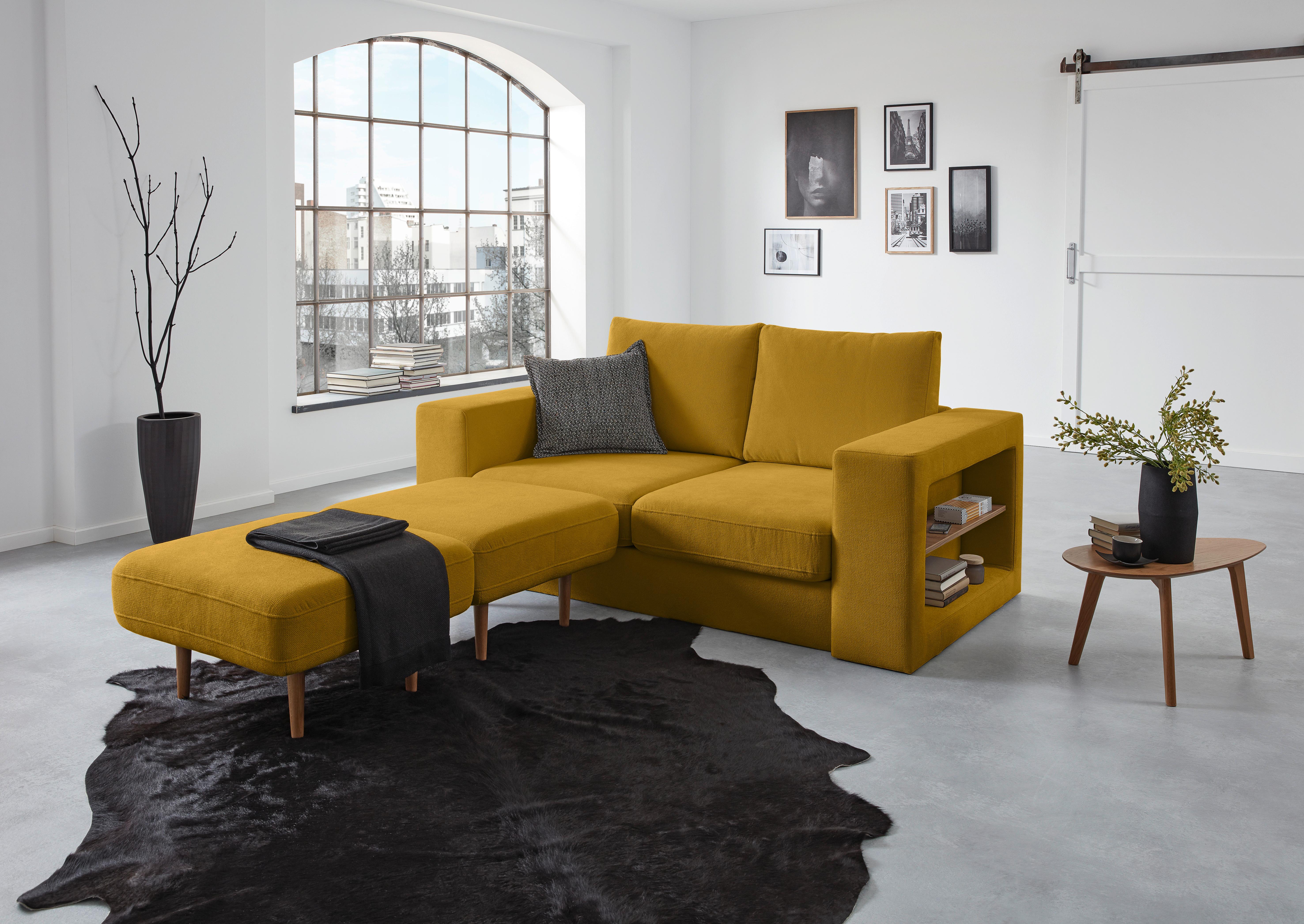 3-Sitzer-Sofa Looks V-2 - Eichefarben/Gelb, Design, Textil (212/96/107cm) - LOOKS by W.Joop