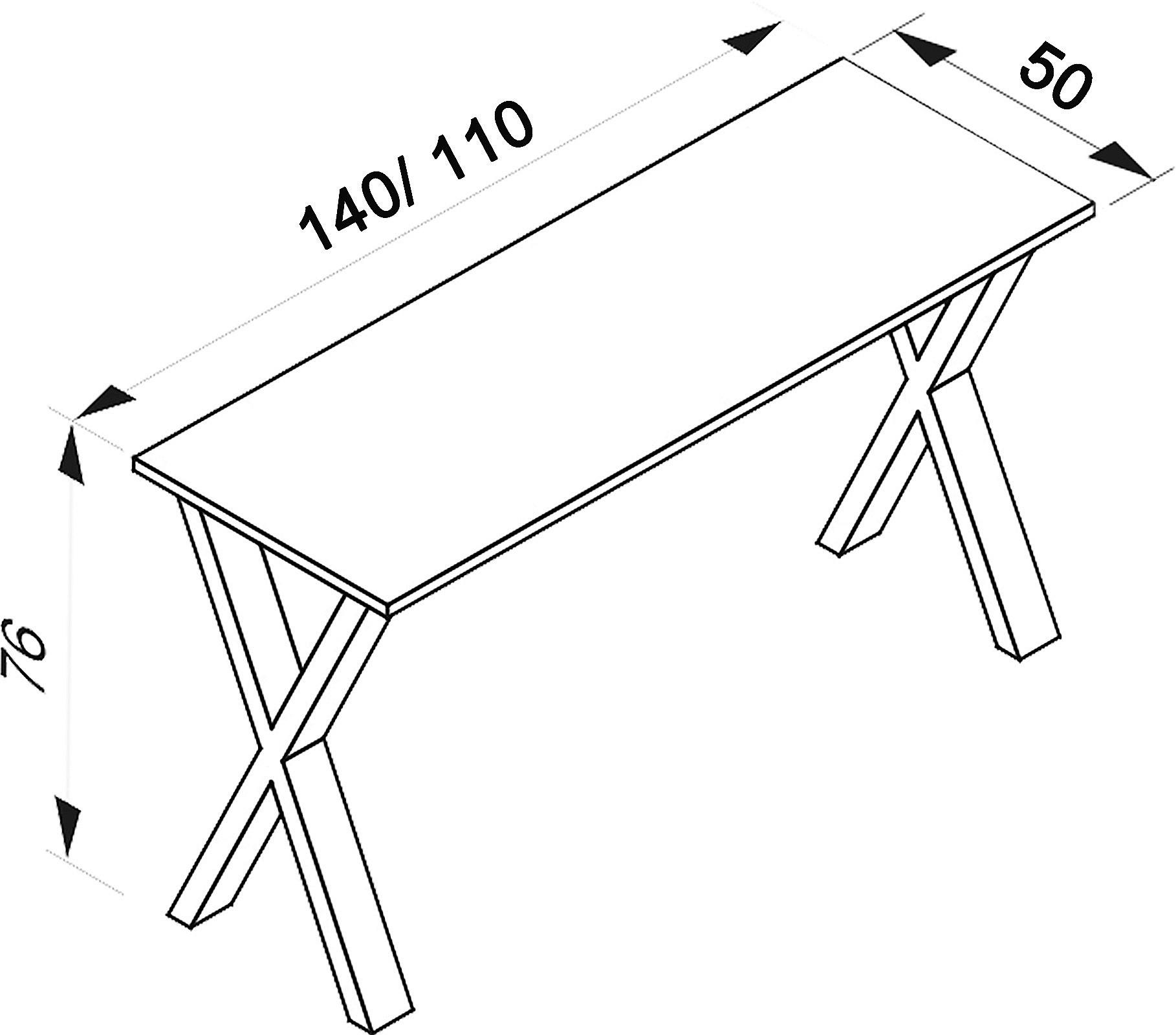 Schreibtisch Lona Schwarz/Weiß B: 50 cm - Schwarz/Weiß, MODERN, Holzwerkstoff/Metall (110/50/76cm) - MID.YOU