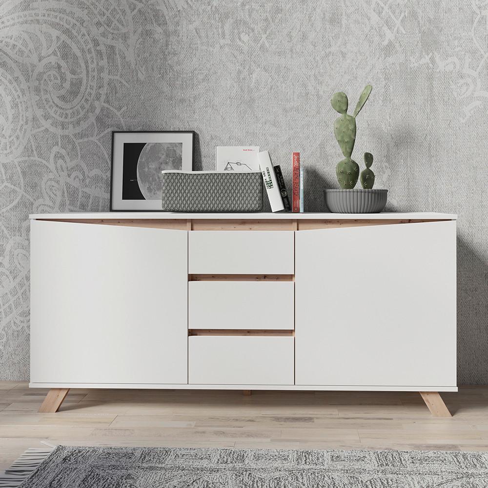 Sideboard B:160 Cm Valentin 02 Weiß/artisan Eiche Dekor - Eiche Artisan/Weiß, MODERN, Holzwerkstoff (160/76/38cm) - MID.YOU