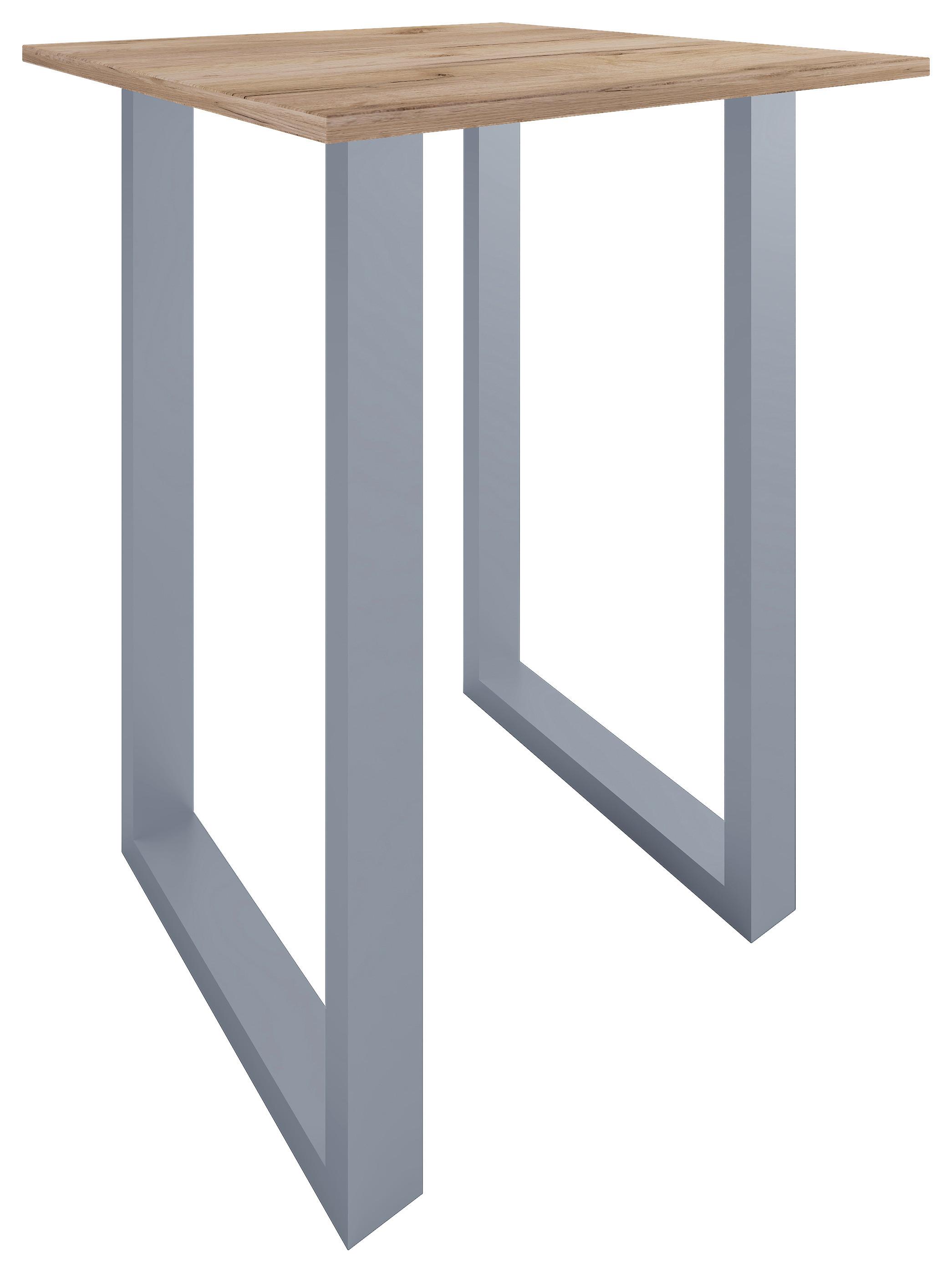 Bartisch Xona B 80x80 - Honigeiche/Silberfarben, KONVENTIONELL, Holzwerkstoff/Metall (80/102/80cm)