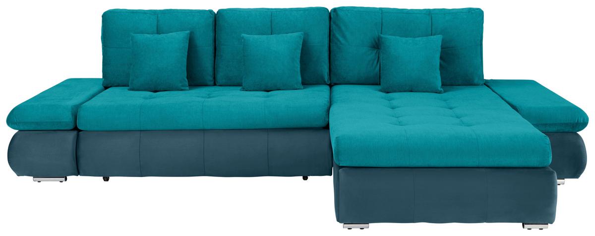 Rohová sedačka ENRICO, oboustranná, petrolejová - petrolej/černá, Konvenční, kov/textil (303/88/185cm) - Based