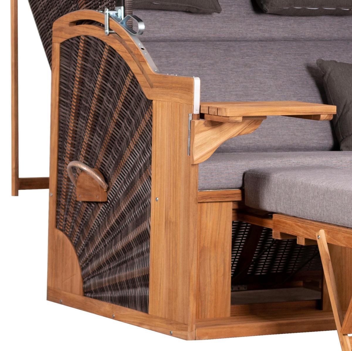 Strandkorb Ostsee Devries Pure Seaside Halblieger, 2-Sitzer - Basics, Holz (150/165/92cm)