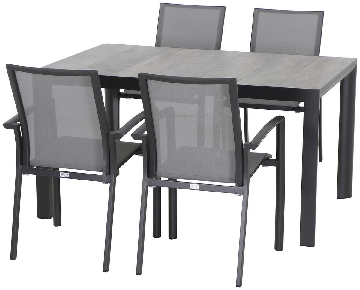 Gartengarnitur Velia 5-Teilig Metall/Textil/Keramik - KONVENTIONELL - Siena Garden