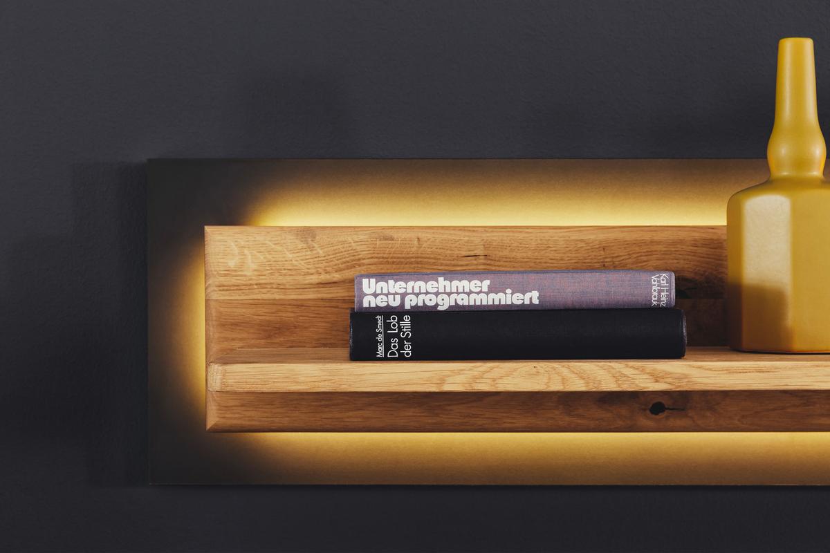 Wandboard Anthrazit, Wildeiche, B:150 cm - Wildeiche/Anthrazit, Design, Holz/Holzwerkstoff (150/26/23cm) - MID.YOU