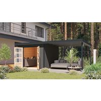 Gartenhaus mit Anbaudach Anthrazit - Anthrazit/Grau, Basics, Holz/Metall (271/218/271cm)