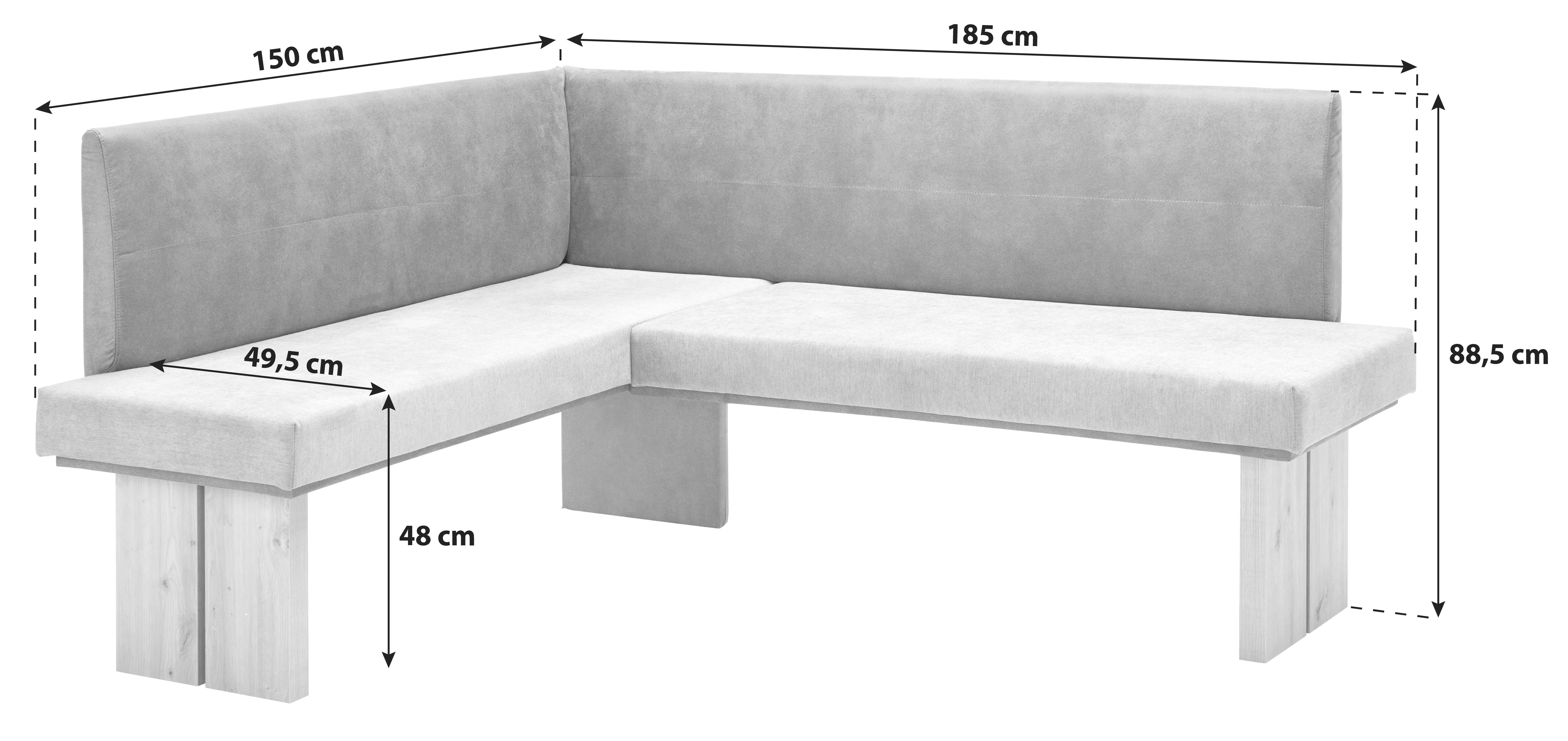 Eckbank Titangrau Webstoff Emma 150x185 Cm - Eichefarben/Anthrazit, KONVENTIONELL, Holzwerkstoff/Textil (150/185cm)