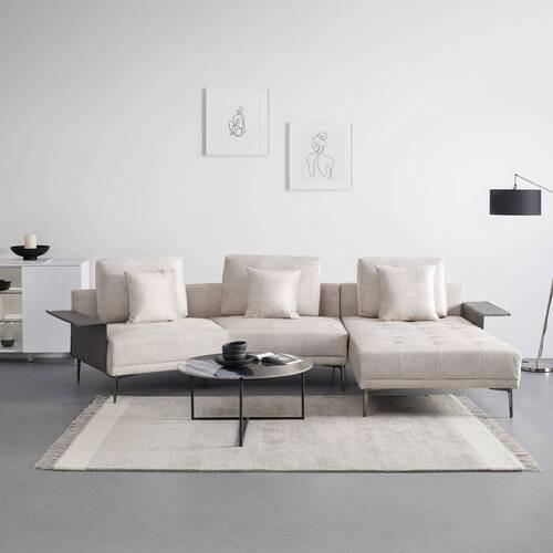 Sedacia súprava DONNA béžová/šedá - sivá/strieborná, Modern, kov/drevo (345/68/176cm) - Bessagi Home