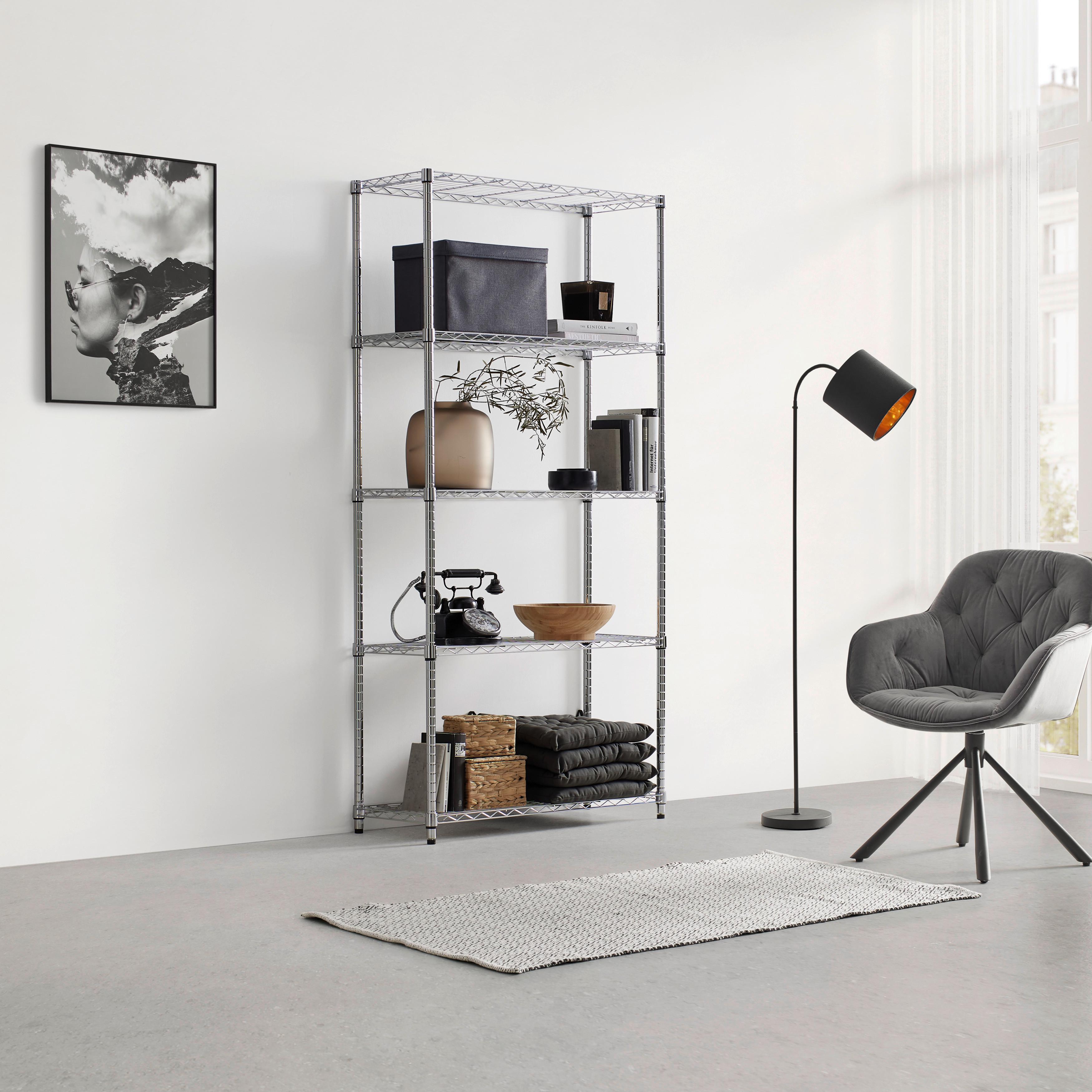 Regál na ťažké bremená chróm - chrómová, Konventionell, kov (91/184/36cm) - Mömax