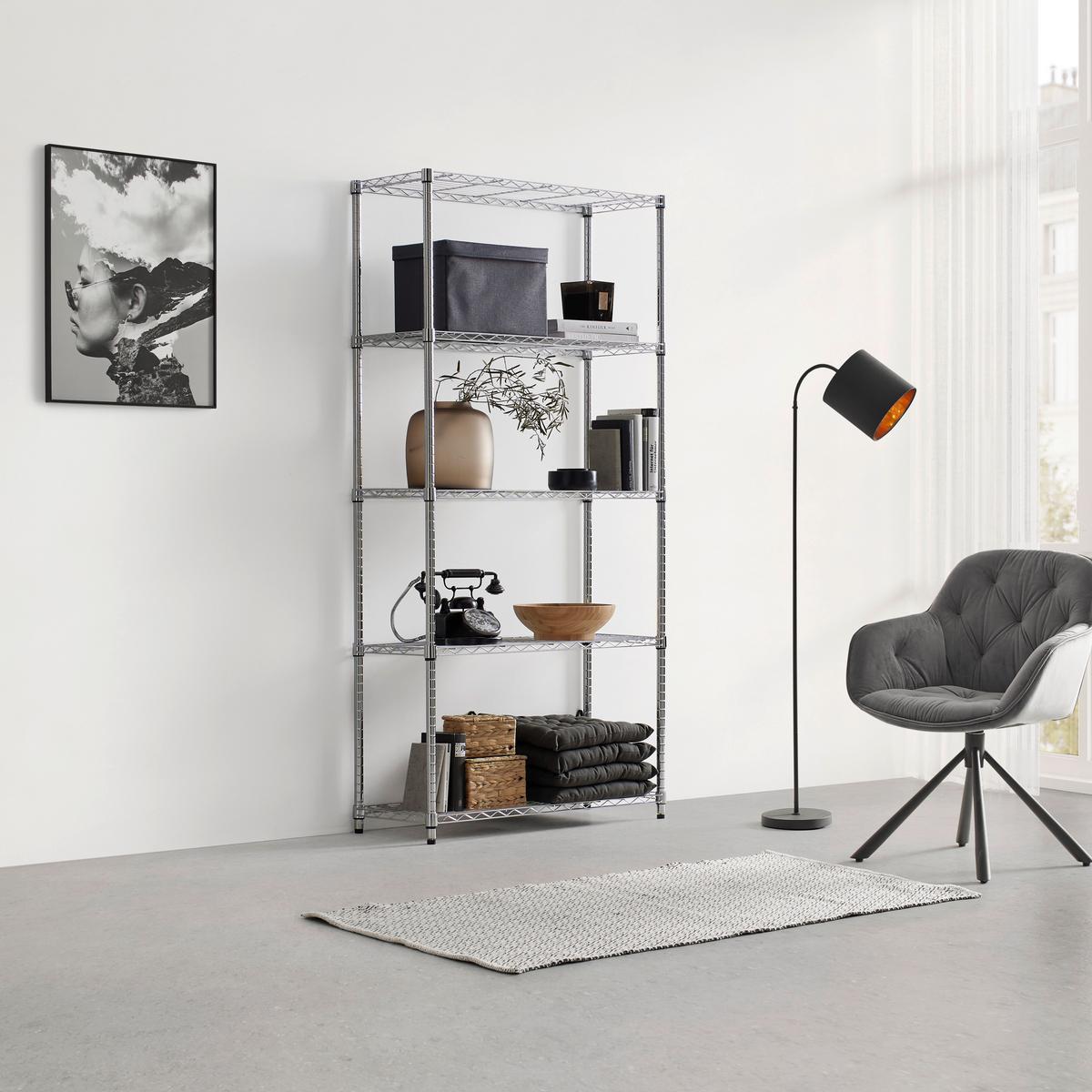 Regál na ťažké bremená chróm - chrómová, Konventionell, kov (91/184/36cm) - Mömax