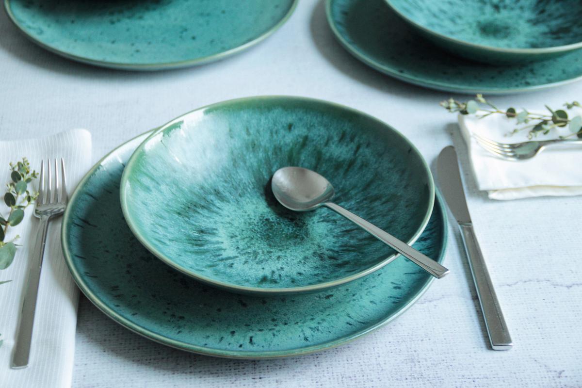 Suppentellerset Carellia Steinzeug, Blau, 4-Teilig - Blau, Basics, Keramik (22,5/5cm) - Mäser