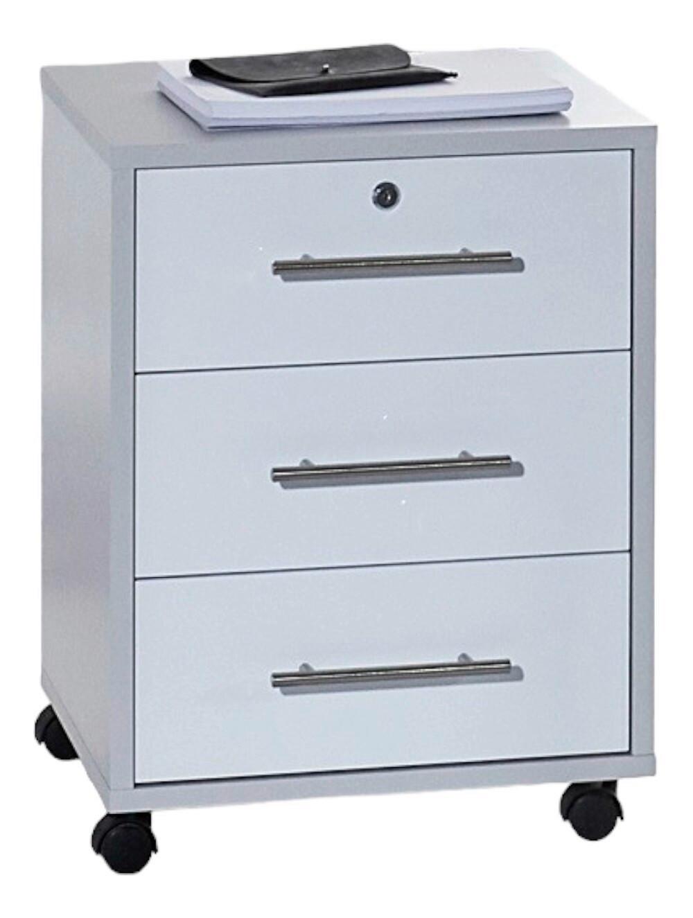 Rollcontainer Office Edition - Weiß Hochglanz/Grau, MODERN, Holzwerkstoff/Kunststoff (44/58/40cm) - MID.YOU