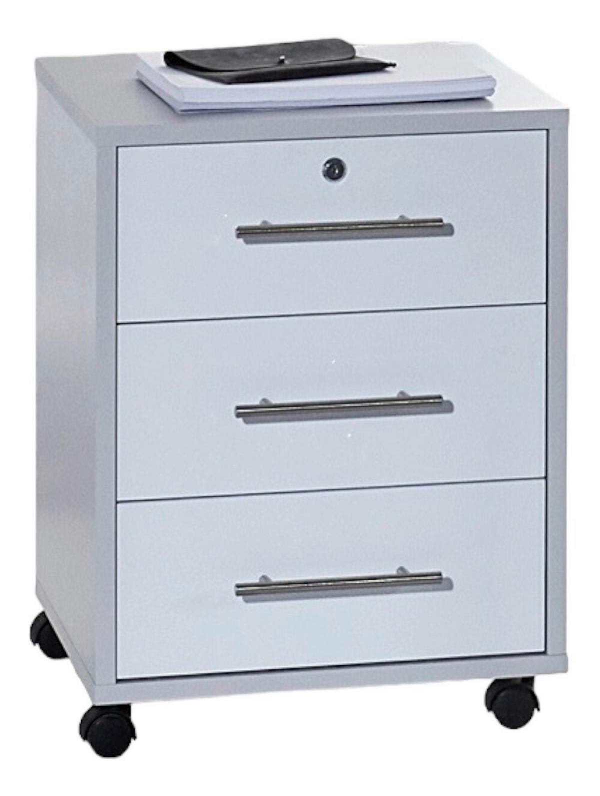 Rollcontainer Office Edition - Weiß Hochglanz/Grau, MODERN, Holzwerkstoff/Kunststoff (44/58/40cm) - MID.YOU