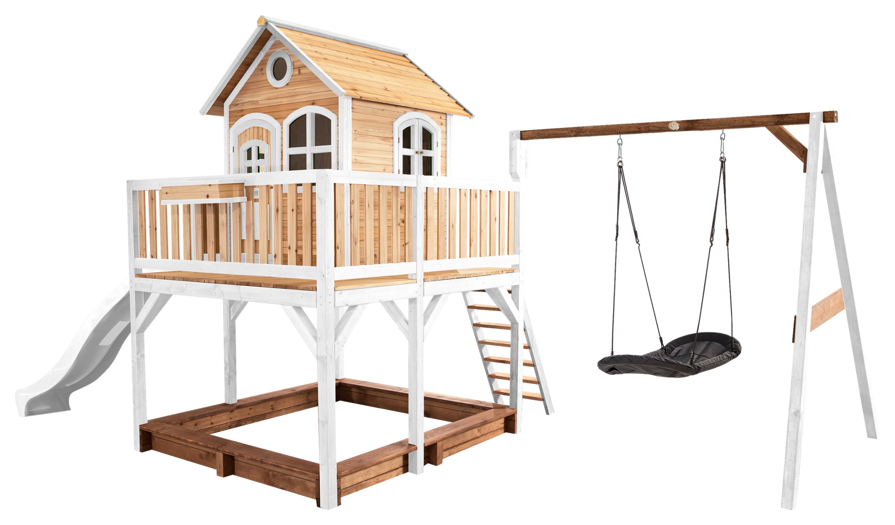 Spielturm A030.158.91 - Braun/Weiß, KONVENTIONELL, Holz (613/291/277cm) - Ambia Garden