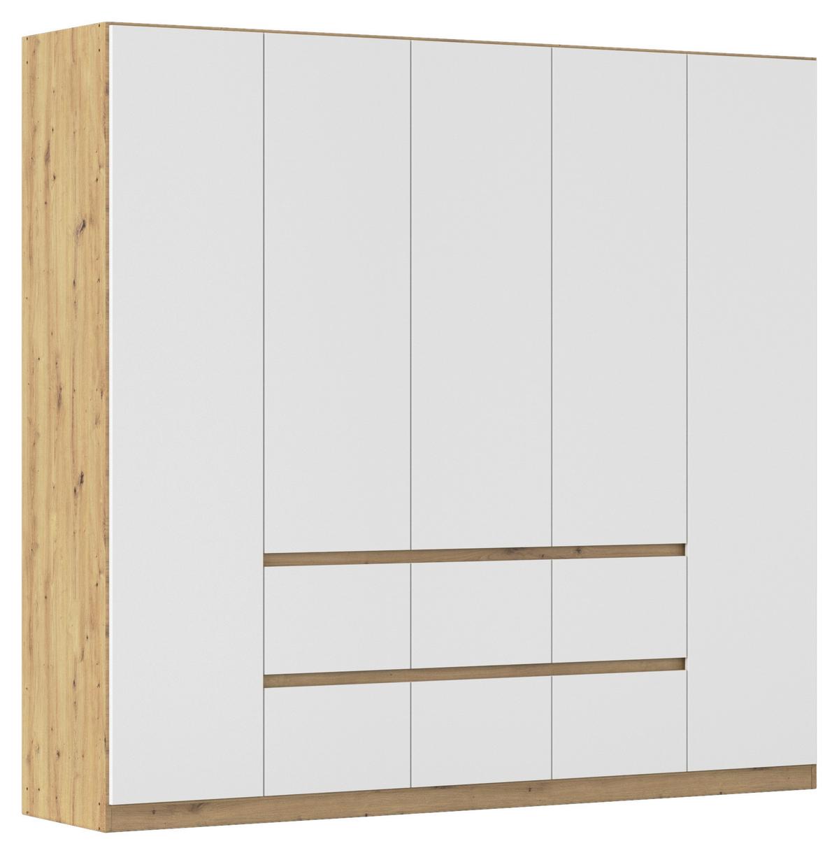Drehtürenschrank Mainz Eiche Artisan B: 226 cm - Weiß/Eiche Artisan, Basics, Holzwerkstoff (226/210/54cm) - Rauch Möbel