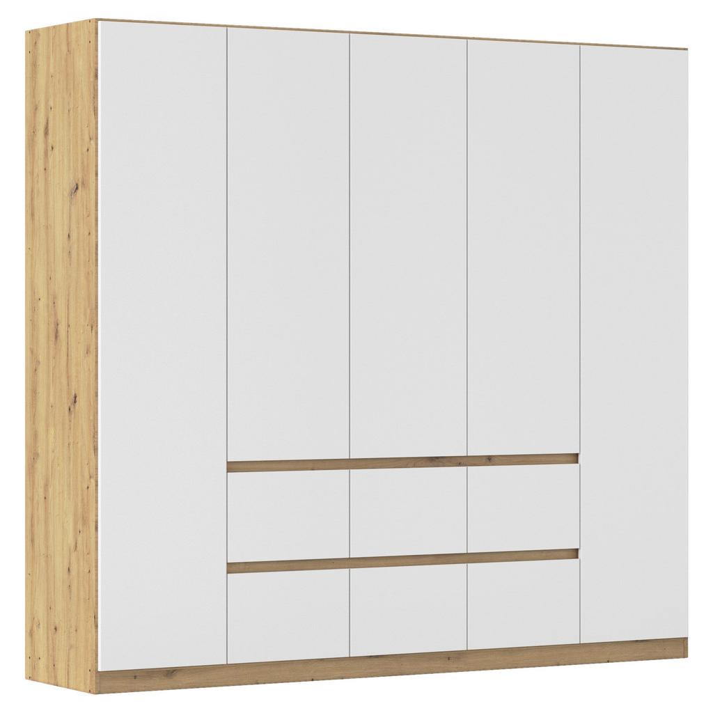 Drehtürenschrank mit Schublade 226 cm Mainz, Weiß/Eiche