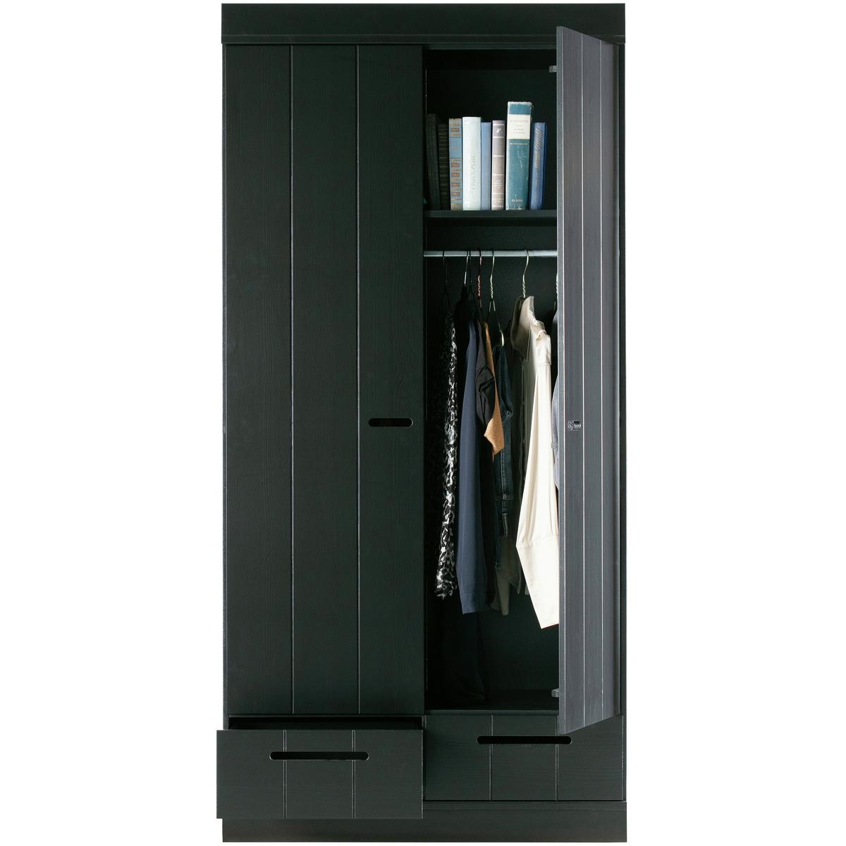 Drehtürenschrank Connect, Schwarz B: 94 Cm - Schwarz, Design, Holz (94/195/53cm) - Livetastic