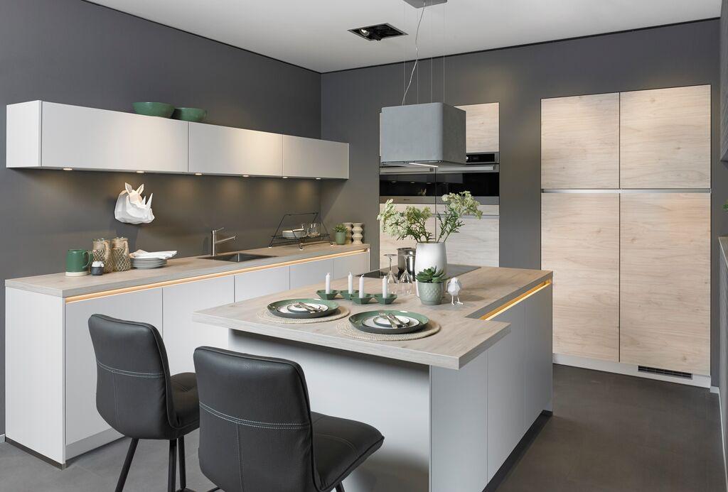Einbauküche Ip3150 Frei Planbar Modernes Design - Eichefarben/Weiß, MODERN, Holzwerkstoff - Impuls