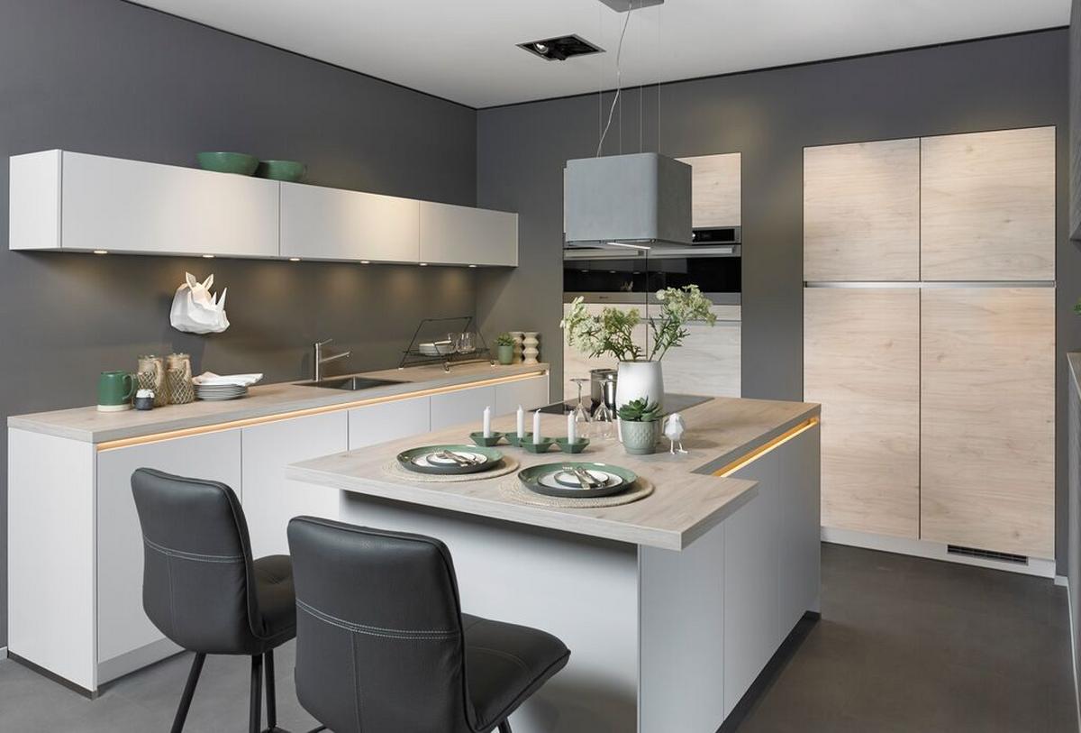Einbauküche Ip3150 Frei Planbar Modernes Design - Eichefarben/Weiß, MODERN, Holzwerkstoff - Impuls
