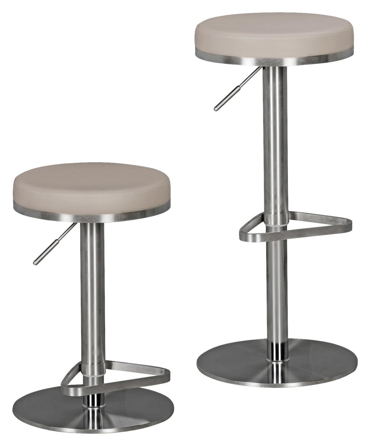 Barhocker höhenverstellbar und 360° drehbar Taupe - Taupe/Silberfarben, MODERN, Textil/Metall (38/57/38cm) - MID.YOU