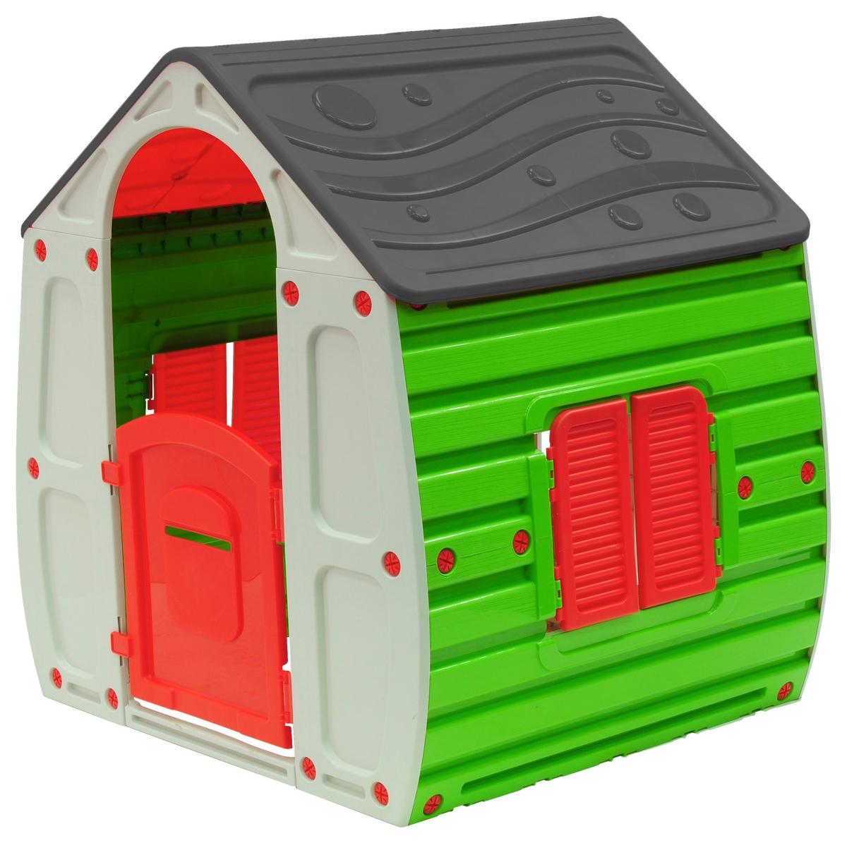 Spielhaus Levis - Rot/Grau, KONVENTIONELL, Kunststoff (102/90/109cm) - BUNINO