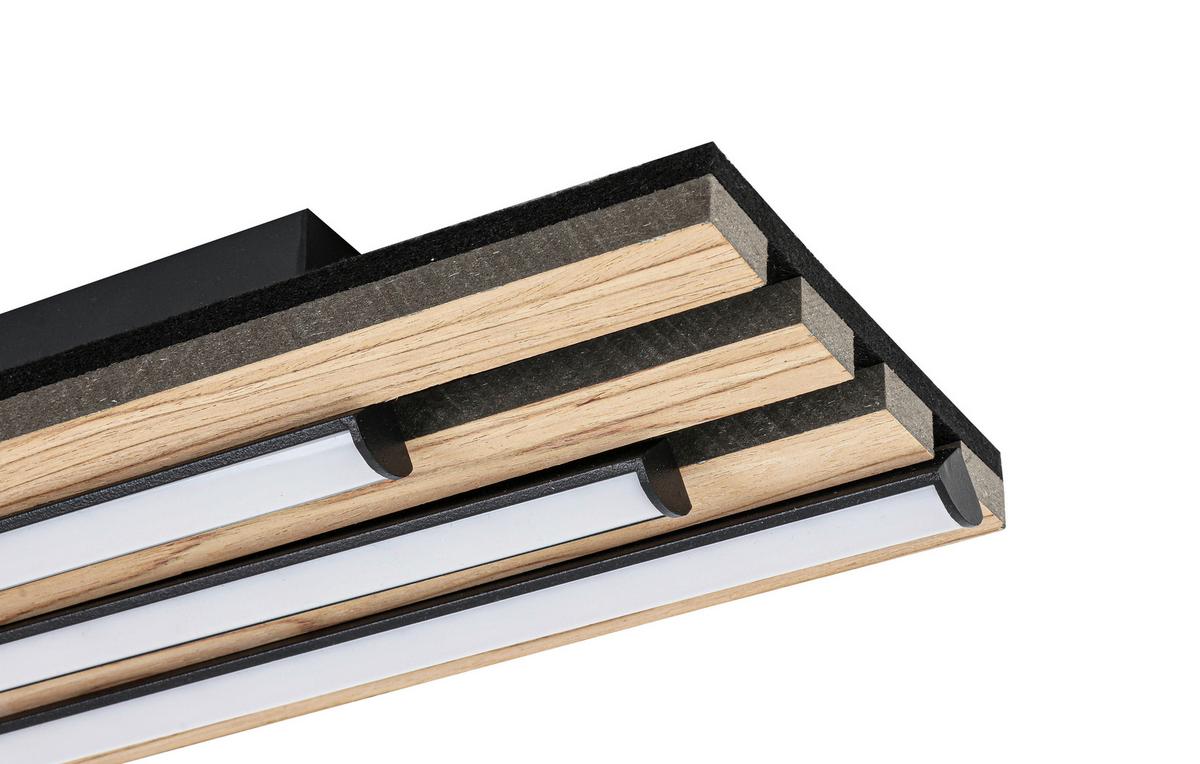 Led Mennyezeti Lámpa Ada - tölgyfa színű/fekete, Modern, műanyag/faalapú anyag (50/14,5/7,5cm) - Luca Bessoni