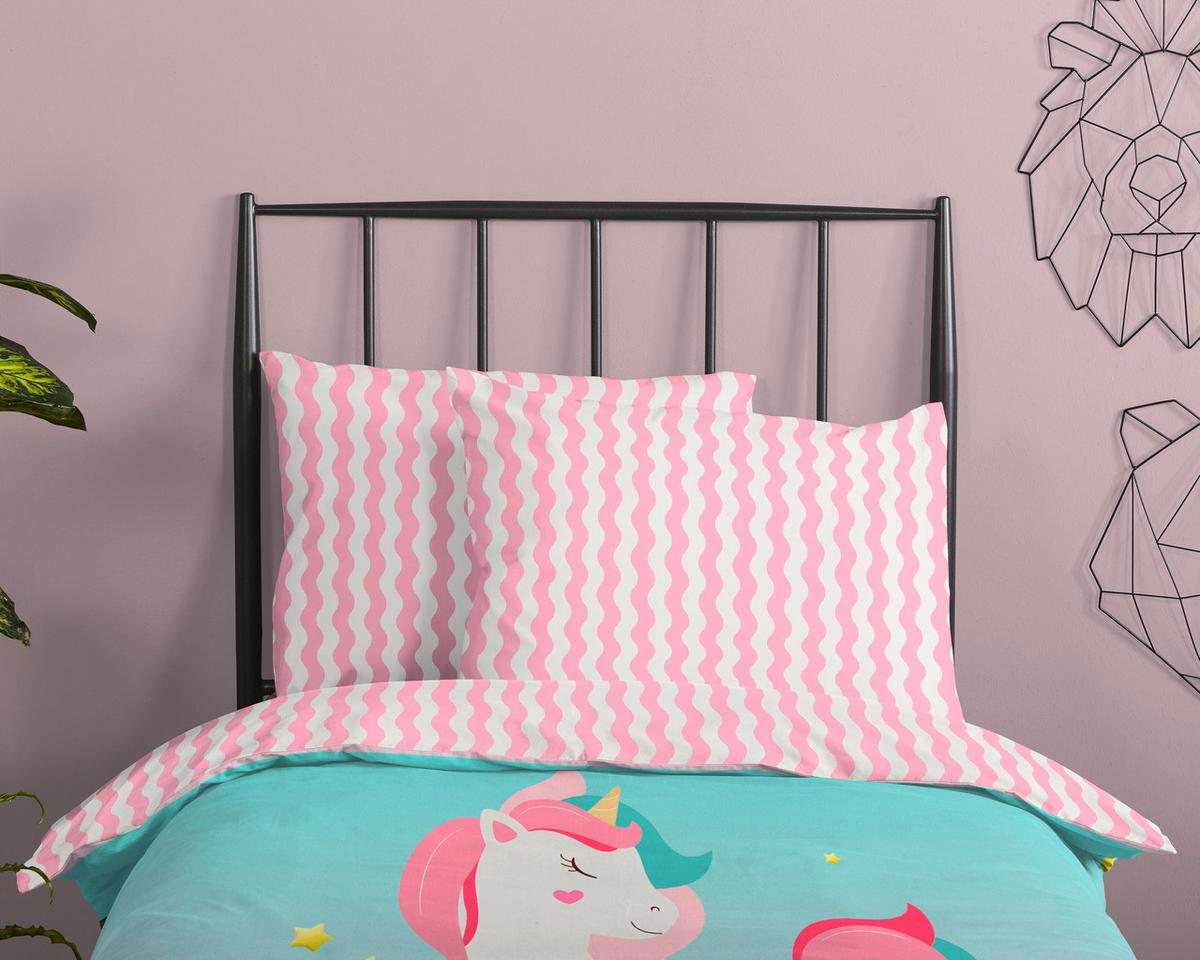 KINDERBETTWÄSCHE SWEETY - Türkis/Hellrosa, Trend, Textil (140/200cm)