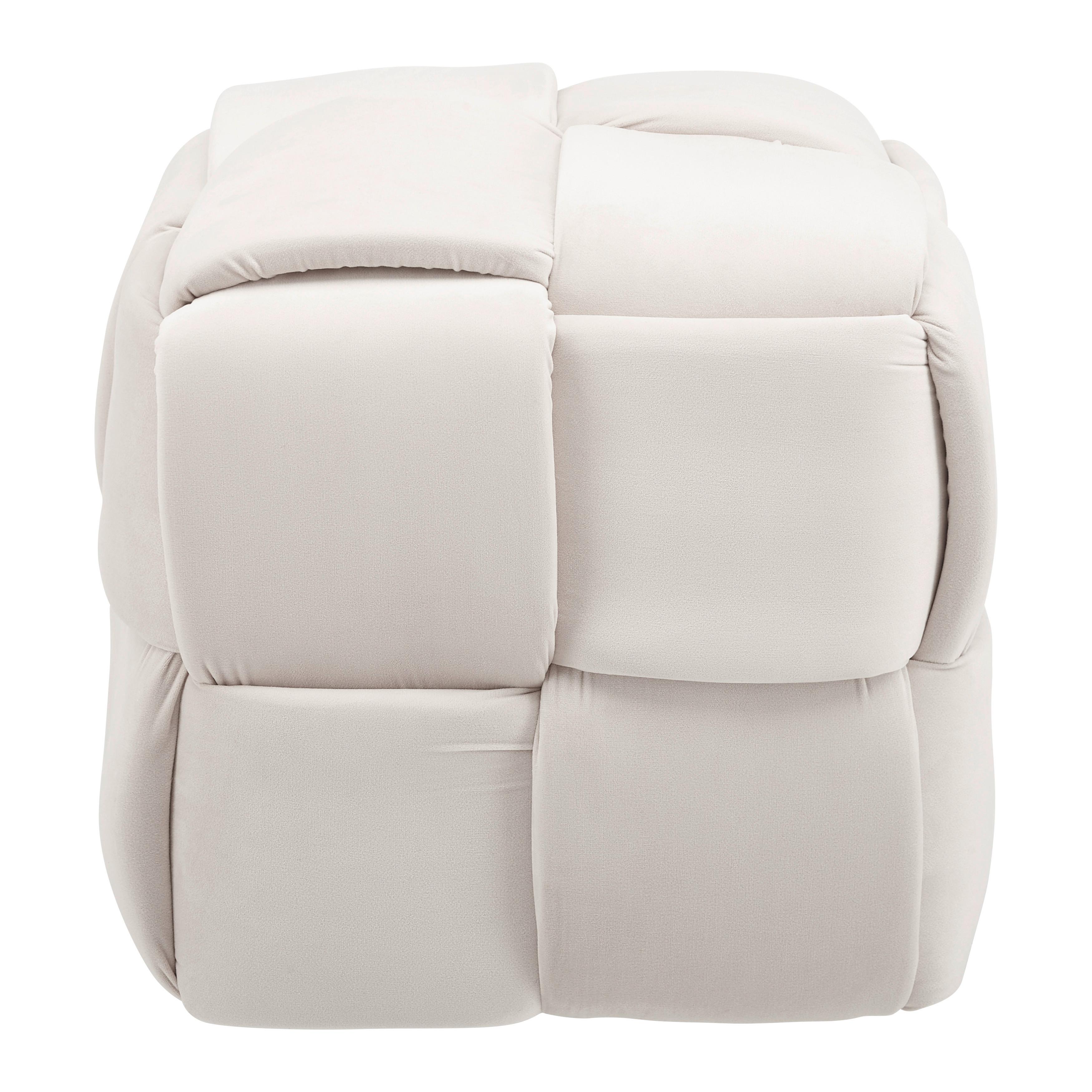 Taburet ELLA béžová zamat - čierna/béžová, Modern, drevo/textil (47/47/47cm) - Bessagi Home