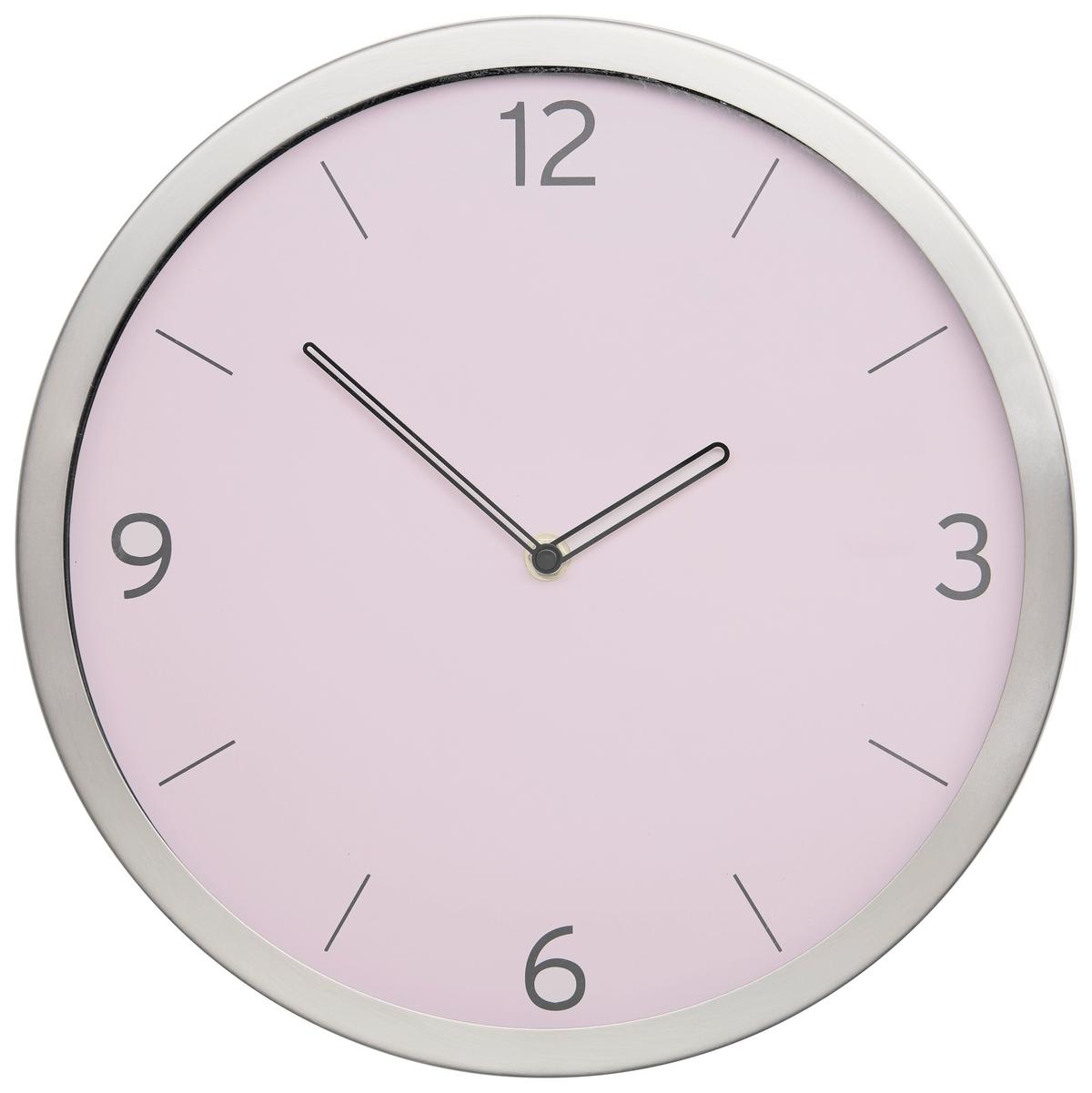 Nástěnné hodiny Sally, Ø: 30,5cm - růžová/barvy stříbra, kov/sklo (30,5cm) - Modern Living