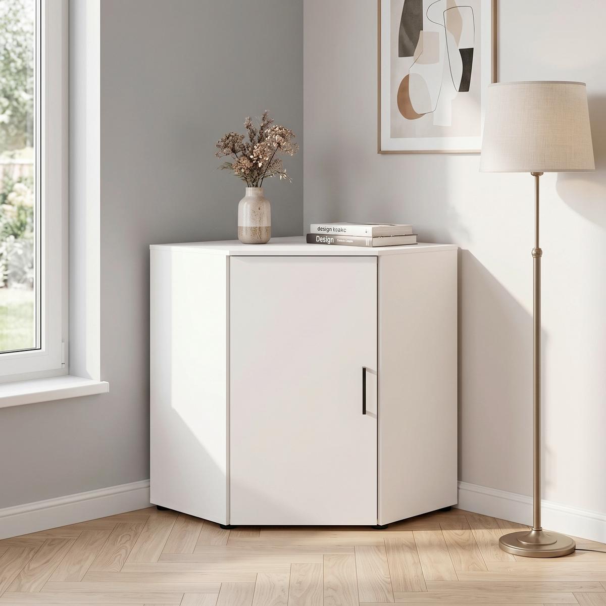 Eckkommode Multi Weiß mit Tür » kaufen